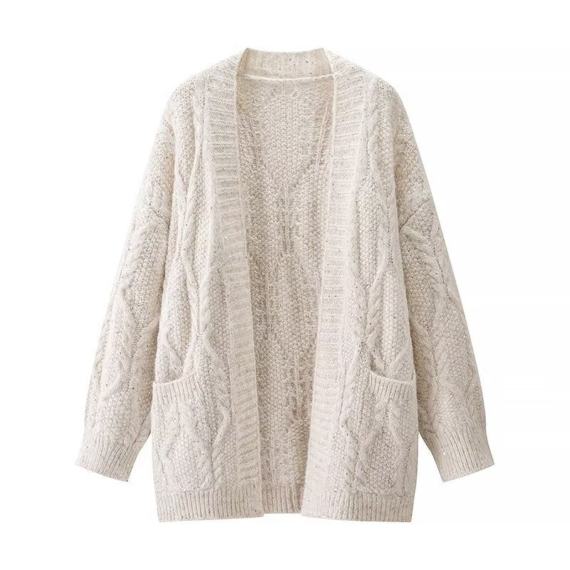 Kvinders chunky strik cardigan med praktiske lommer Stilla