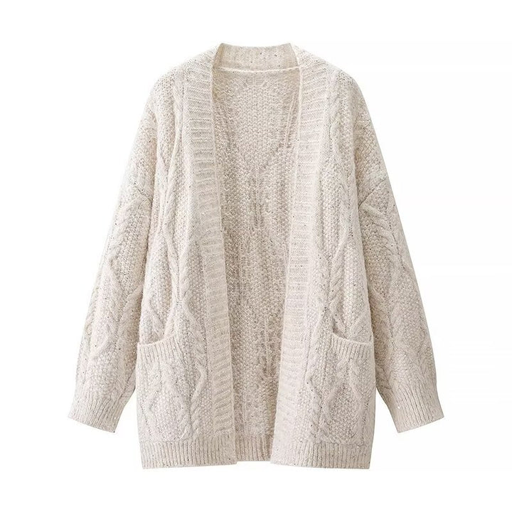 Kvinders chunky strik cardigan med praktiske lommer Stilla