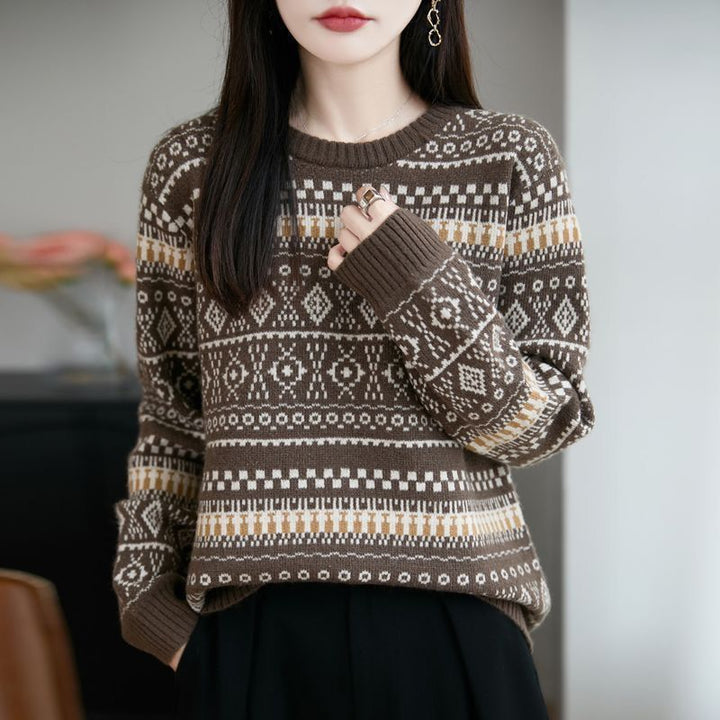 Damer Mønstret Strik Sweater Stilla