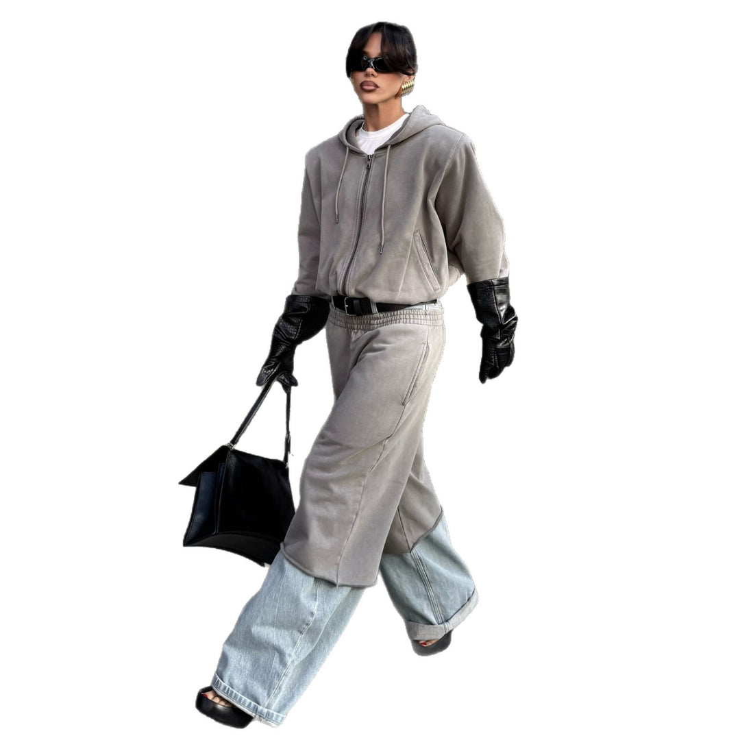 Kvinders komfortable jumpsuit med hætte og vide ben Stilla