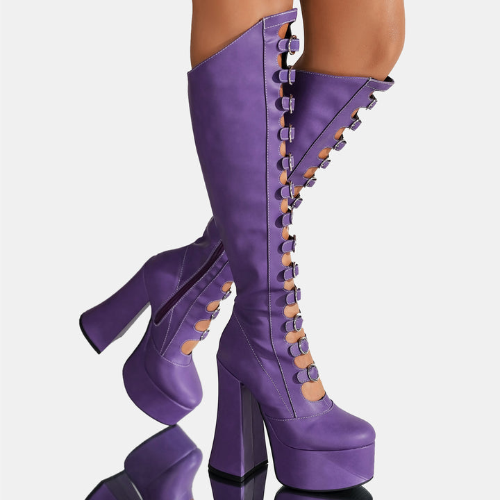 Dame Over-the-Knee Platform Støvler med dekorativt Grommet-design Stilla