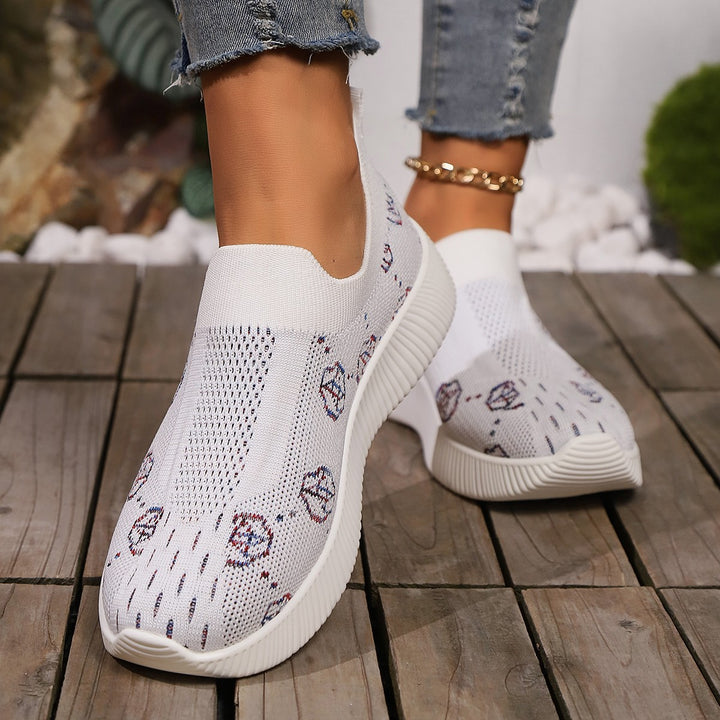 Dame Slip-On Sneakers med åndbart strikoverflade og fleksibel sål Stilla