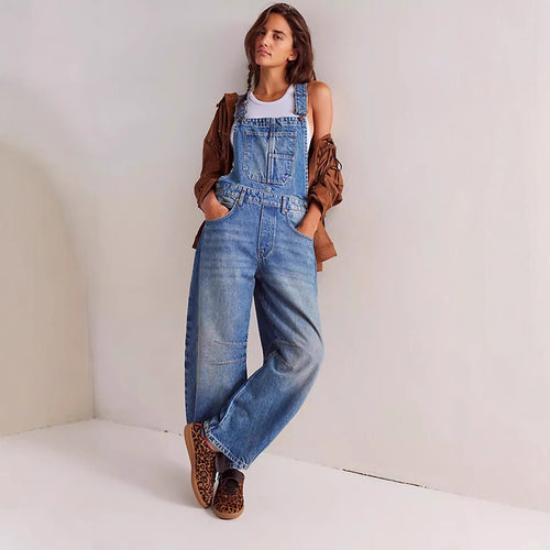 Dame afslappet denim overalls i moderne snit med justerbare stropper Skovae
