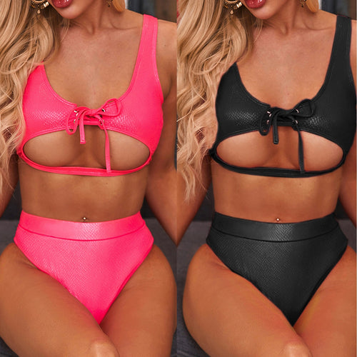 Dame bikini sæt med raffinerede cut-out og højt liv design Stilla