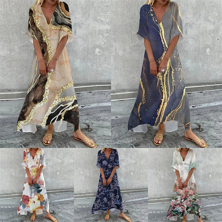Stilla | Trendy Printet V Hals Mini Kjole