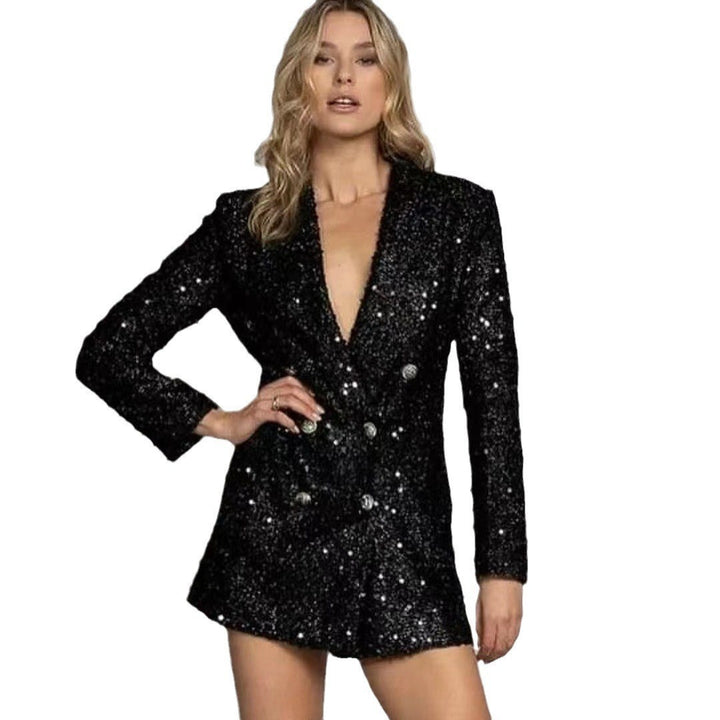 Dame Glamourøs Paillet Blazer Stilla