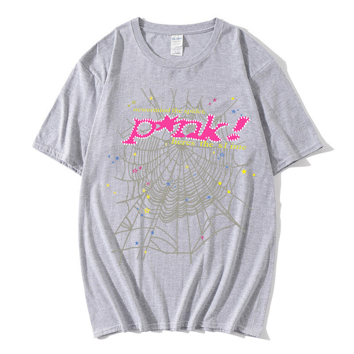 Kvinders afslappede T-shirt med kreativ edderkoppespind design Skovae