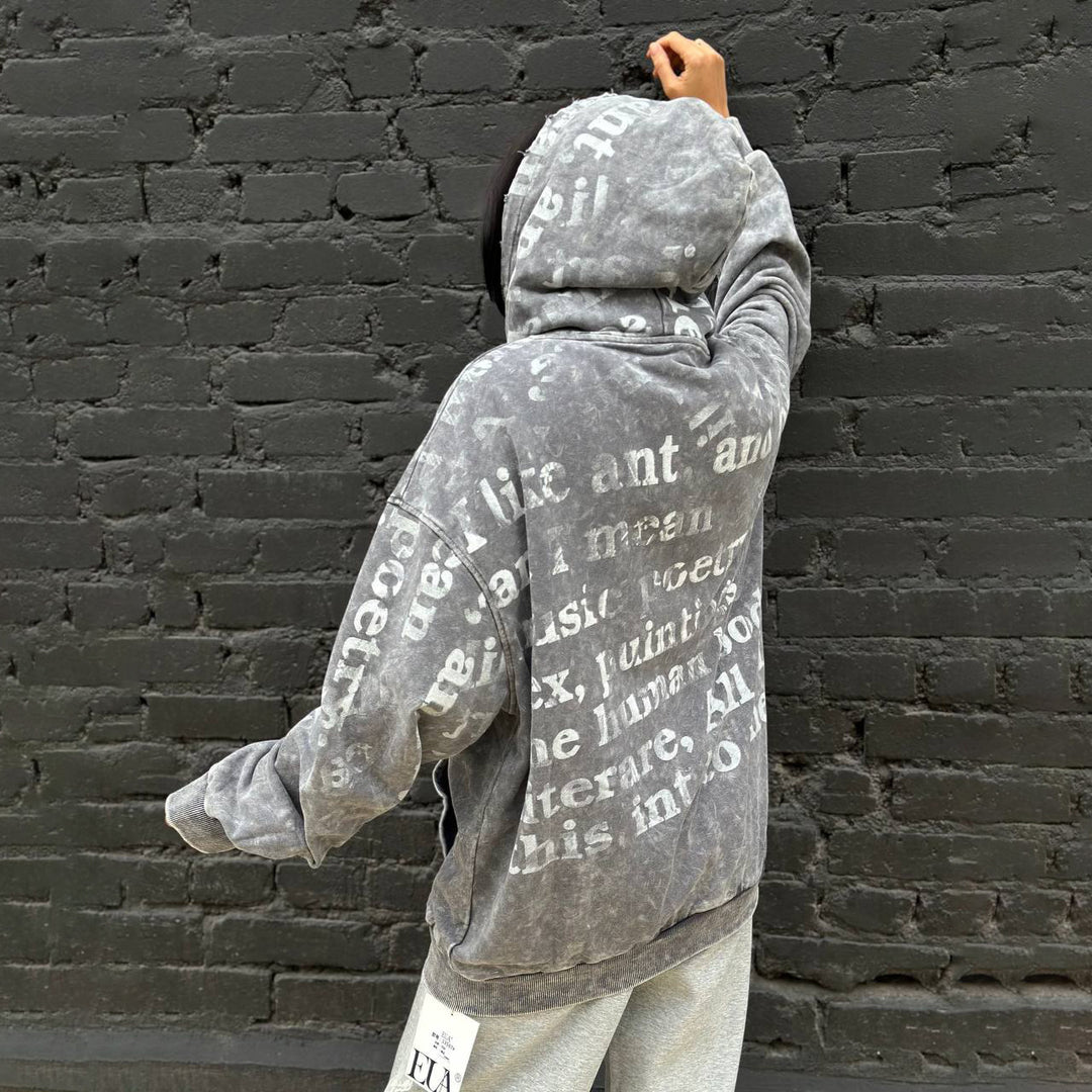 Kvinders oversized hoodie-jakke med unikt print Stilla
