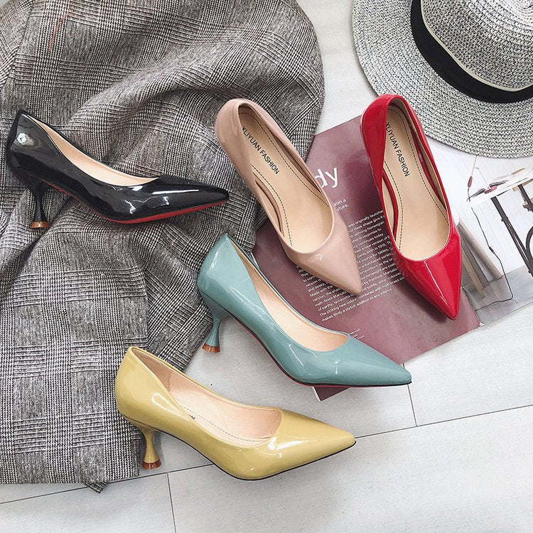 Dame Elegante Læder Pumps med unikt hældesign Stilla