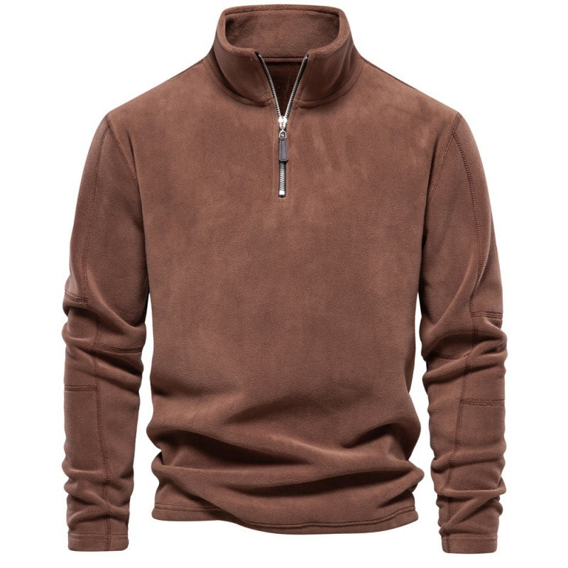 Herrer fleece sweatshirt med høj krave og praktisk lynlås Stilla