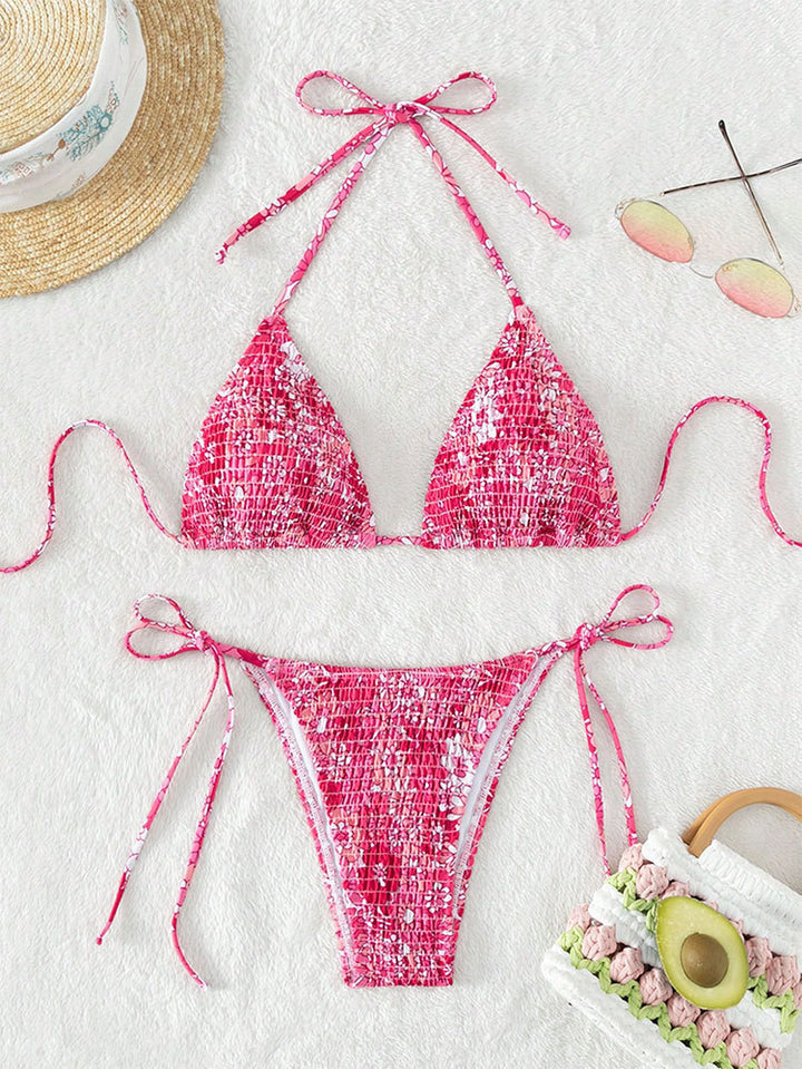 Dame trekant bikini med trendy flæsedesign Skovae
