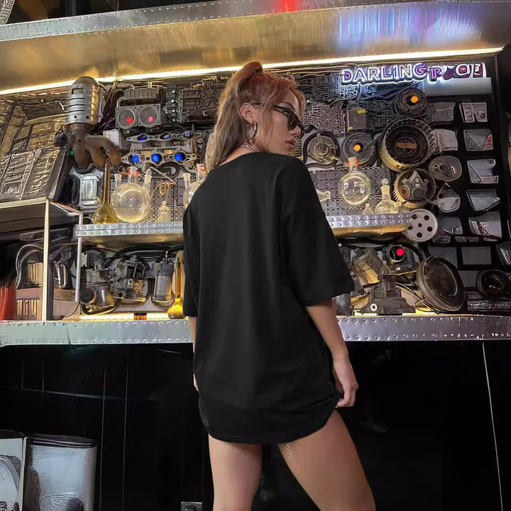 Dame Oversized T-Shirt med kreativ Paris-motiv og afslappet pasform Stilla