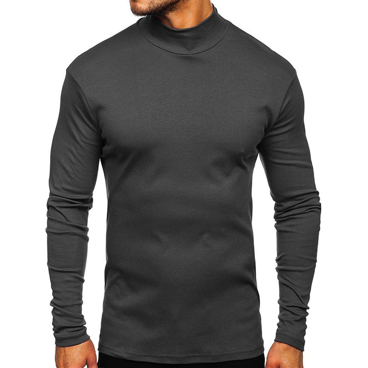 Herrer langærmet T-shirt med høj krave og funktionelt design Stilla