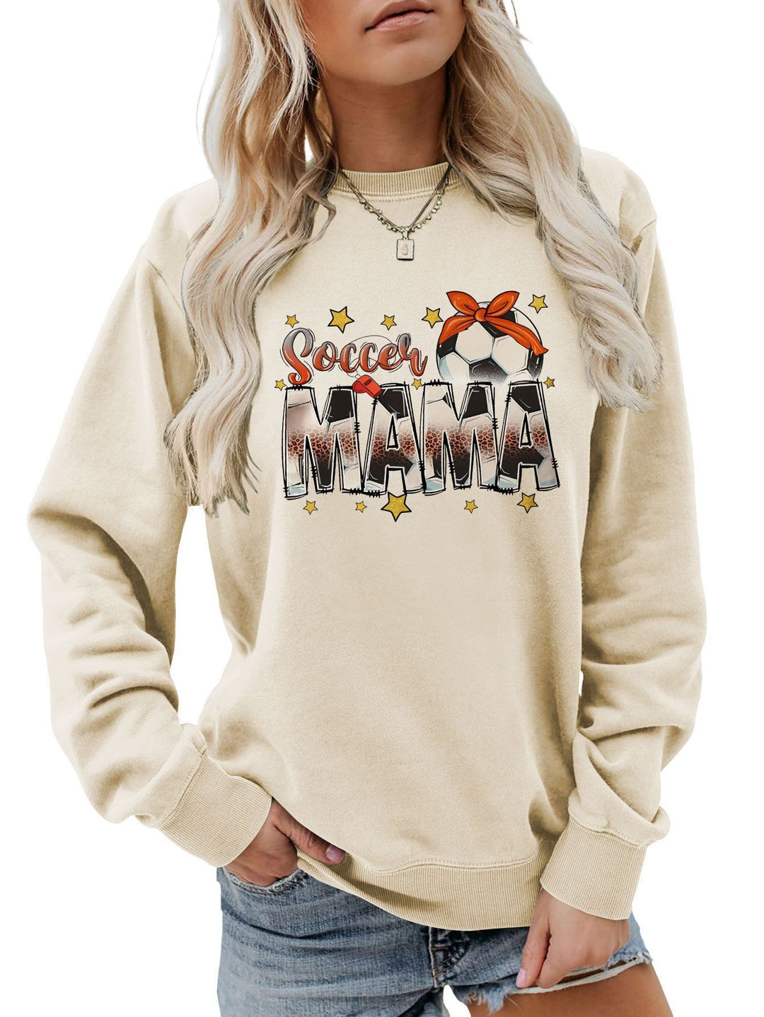Kvinders sweatshirt med iøjnefaldende "Soccer Mama" print og behagelig pasform Stilla