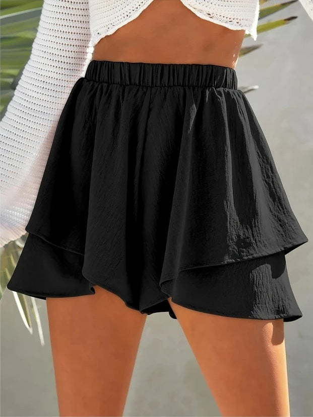 Dame Volant-shorts med elastisk bånd og asymmetrisk skæring Stilla