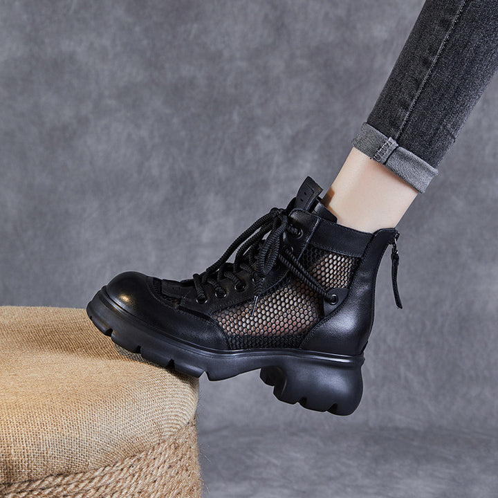 Femme Urban Snøre Kamp Støvler med Net Detaljer Stilla