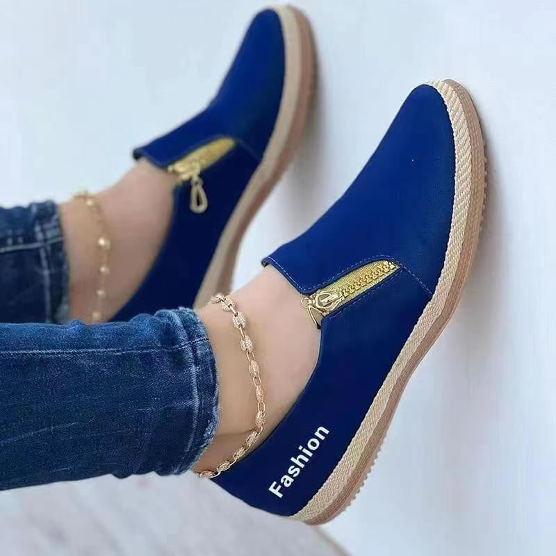 Dame mode slip-on sko med dekorativ lynlås Stilla
