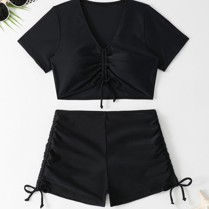 Femme Crop Top og Høj Talje Shorts Sæt Stilla