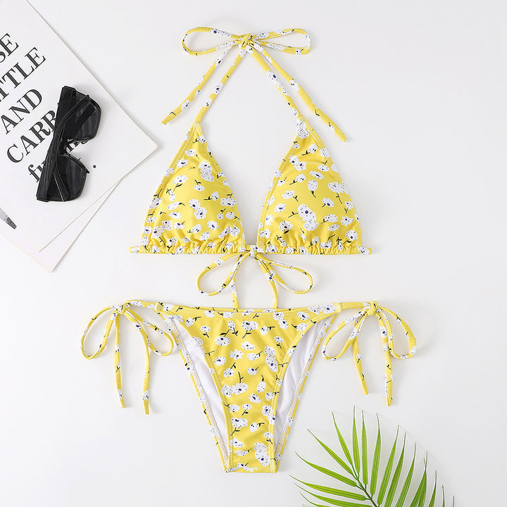 Femme Floral Print Bindebikini-Sæt Stilla