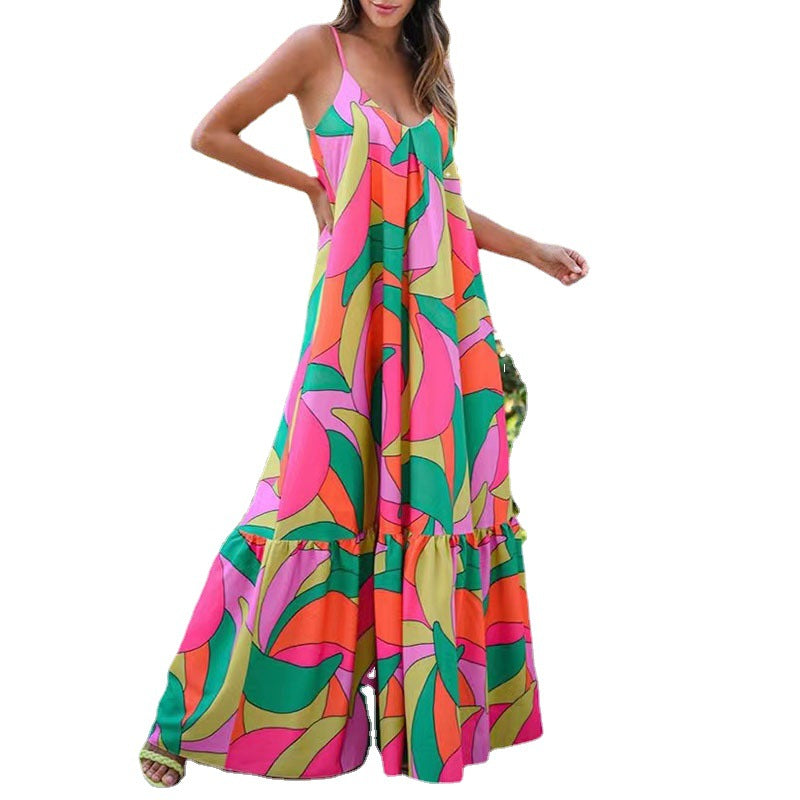 Stilla | Chic Rygfri Sling Print Kjole