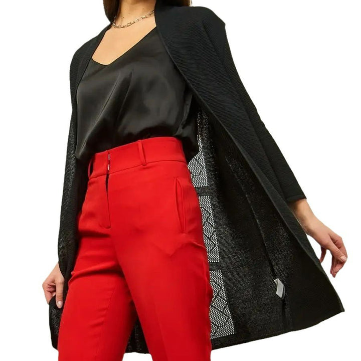 Dame elegant strik cardigan med åben skæring og fint mønster Stilla