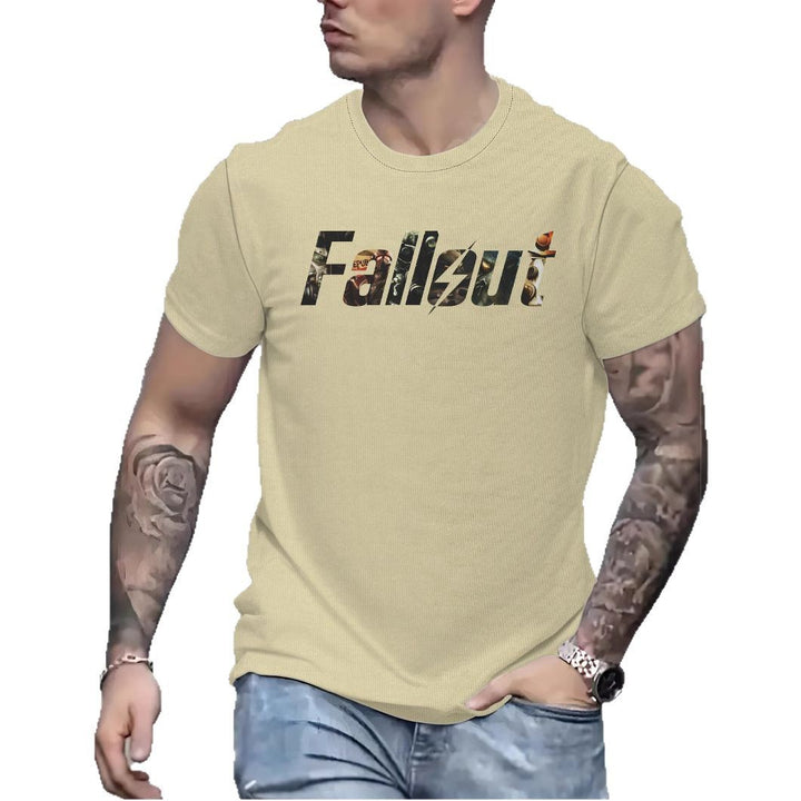 Herre T-shirt med kreativt Fallout-motiv og åndbare egenskaber Stilla