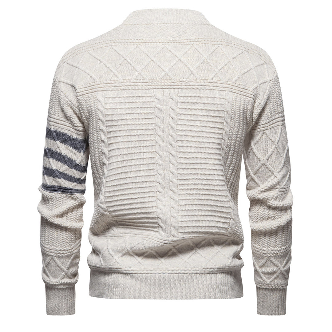 Herrer struktureret kabelstrikpullover med geometrisk design Stilla