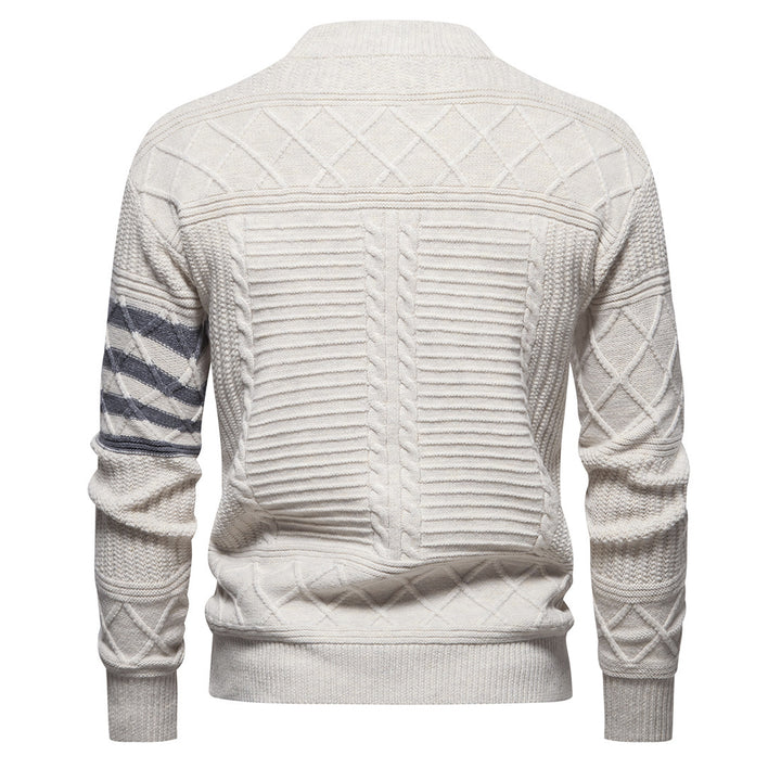 Herrer struktureret kabelstrikpullover med geometrisk design Stilla
