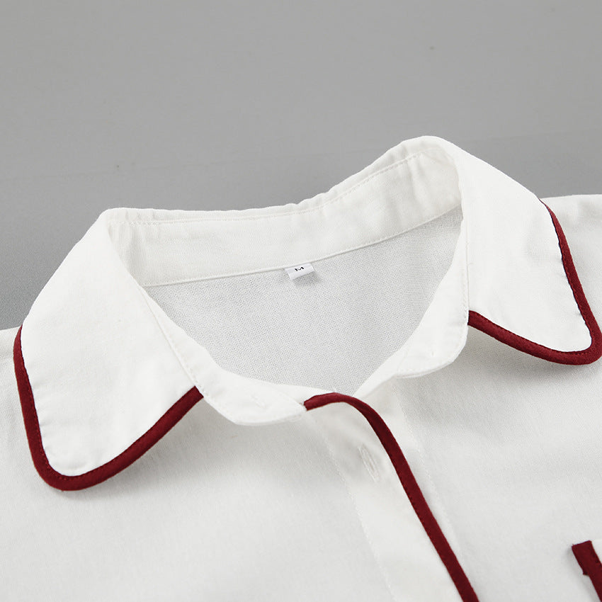 Dame sæt bestående af blød bluse og korte bukser med elegante detaljer Stilla