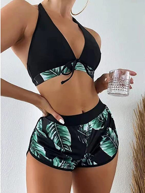 Dame Sporty Bikini-sæt med høj skæring og moderigtige shorts Stilla