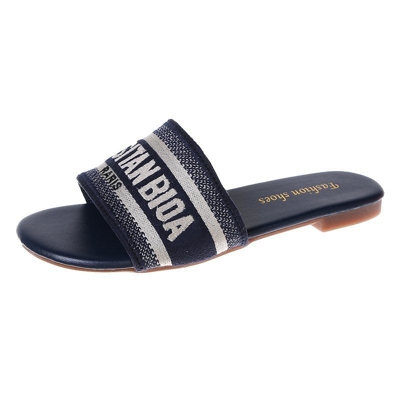 Dame Relaxede Slippers med bredt tekstilbånd og moderigtigt tryk Stilla