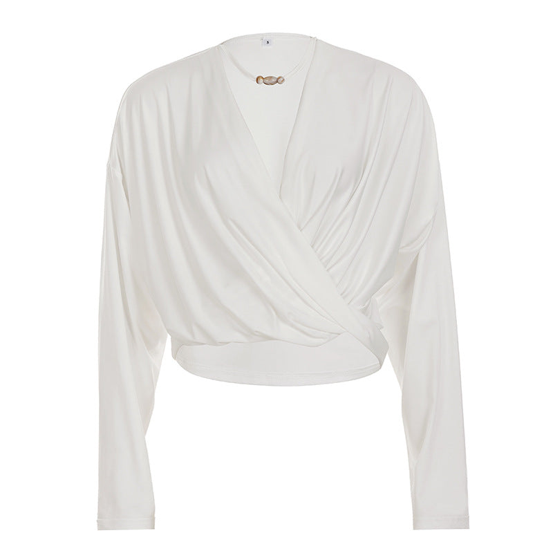 Damer casual longsleeve top med elegant knude detaljer Skovae