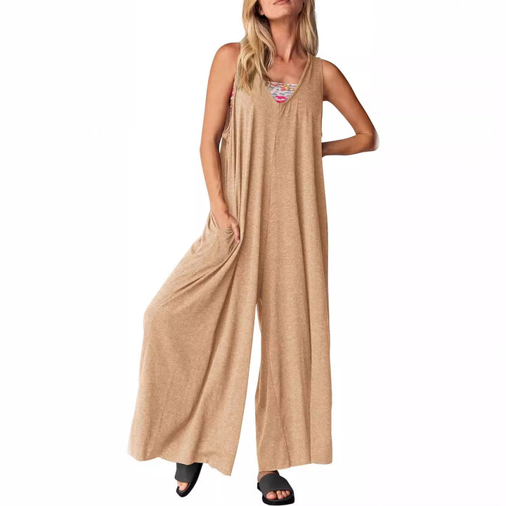 Dame jumpsuit i blødt materiale med sidelommer Stilla