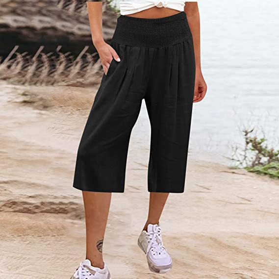 Damer Elegant løs Culotte med elastisk bælt og folder Stilla