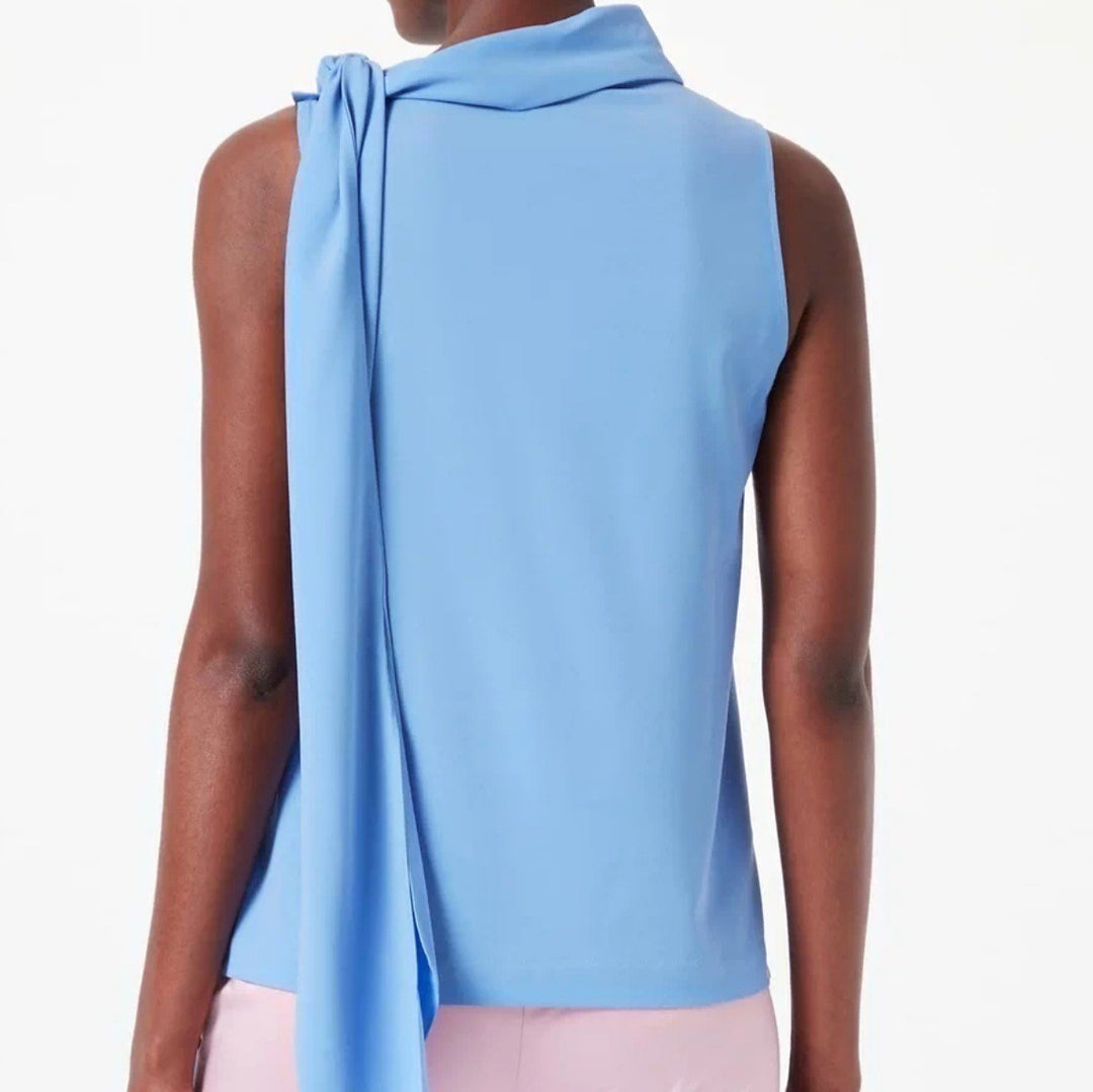 Dame Elegant skåret Top med asymmetrisk sløjfedetalje Stilla