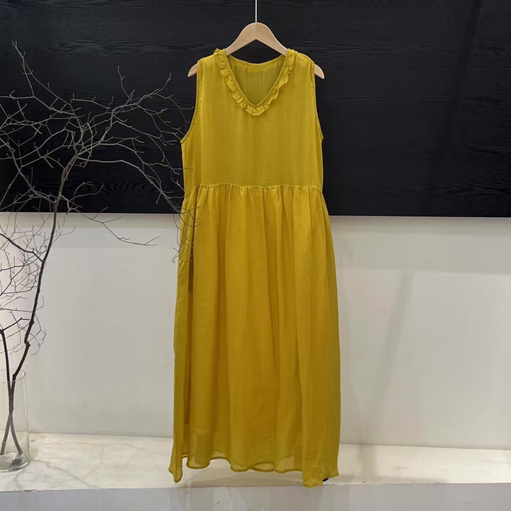 Dame Ruffle Uddybning Flydende Maxi Kjole Stilla