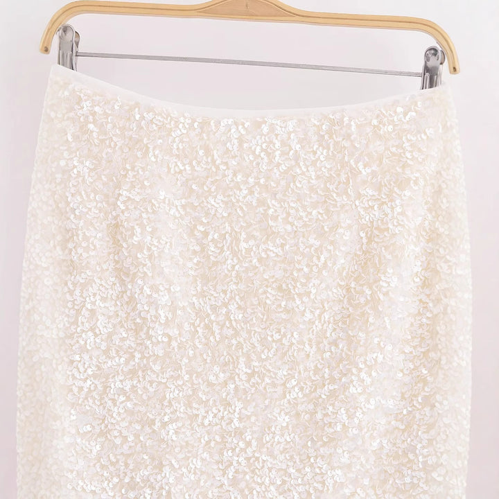 Femme Pailletter Blomster Mini Skørt Stilla