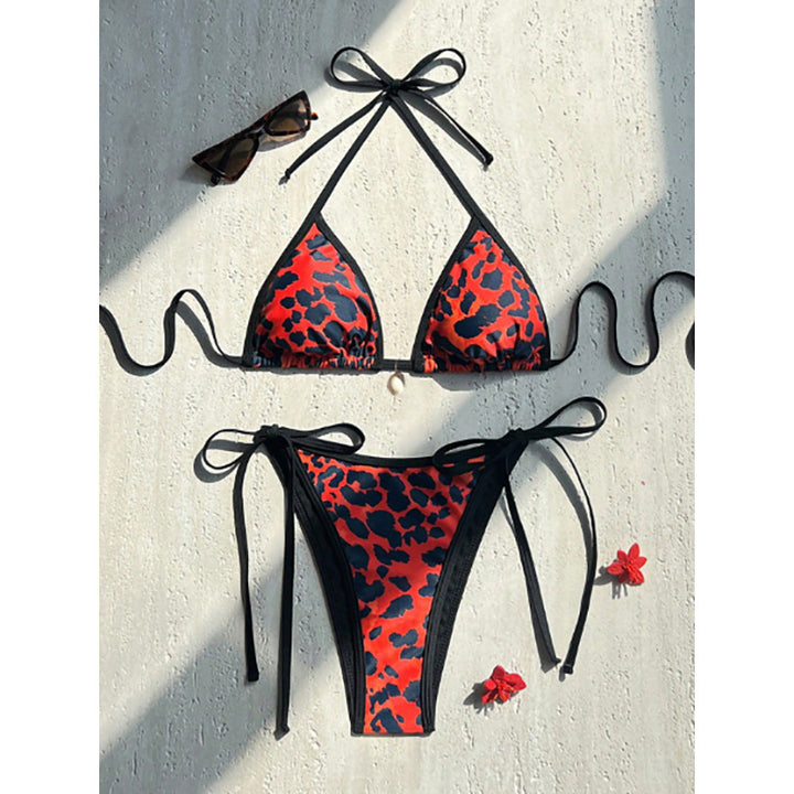 Dame trekant bikini med trendy dyreprint og justerbare stropper Skovae