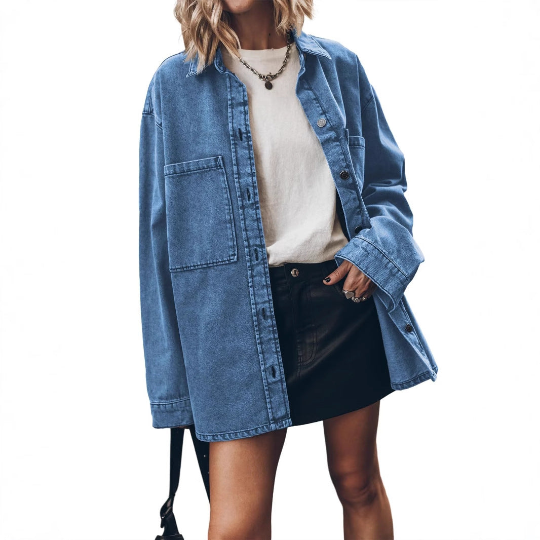 Dame Oversized Jeansjakke med moderigtige detaljer og praktiske lommer Stilla