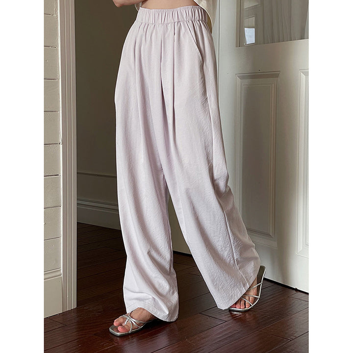 Dame brede High-Waist Bukser med elastisk talje og elegant fald Stilla