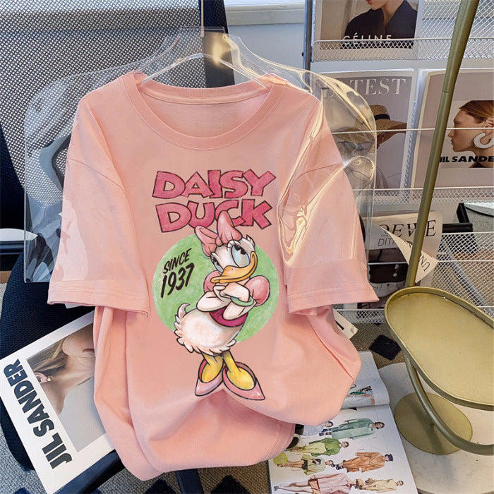 Dame T-shirt med kreativ Daisy Duck tryk Stilla