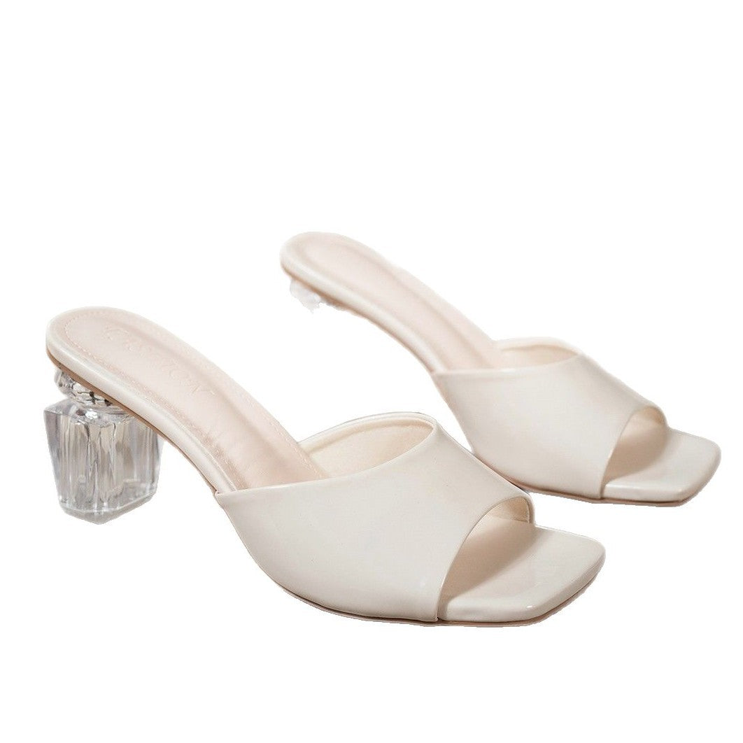 Dame elegante sandaler med transparent blokhælsdesign og blødt fodbart Stilla