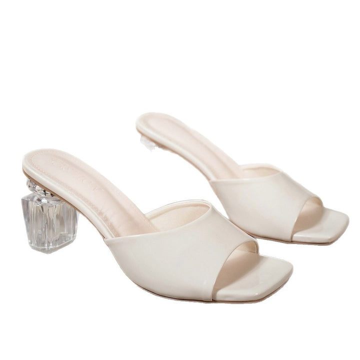 Dame elegante sandaler med transparent blokhælsdesign og blødt fodbart Stilla