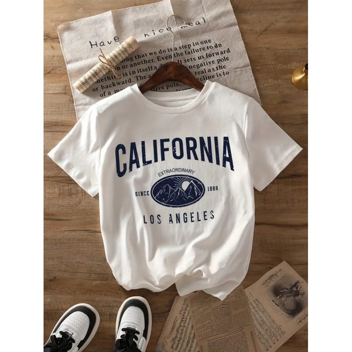 Dame T-shirt med vintage Los Angeles grafikdesign Stilla