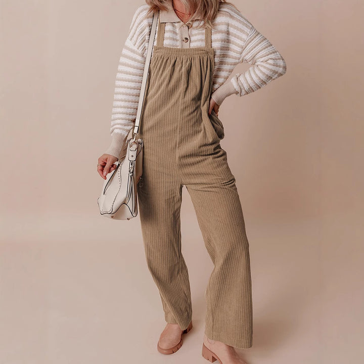 Dame Casual Cord Overall med Lomme og Justerbare Stropper Stilla