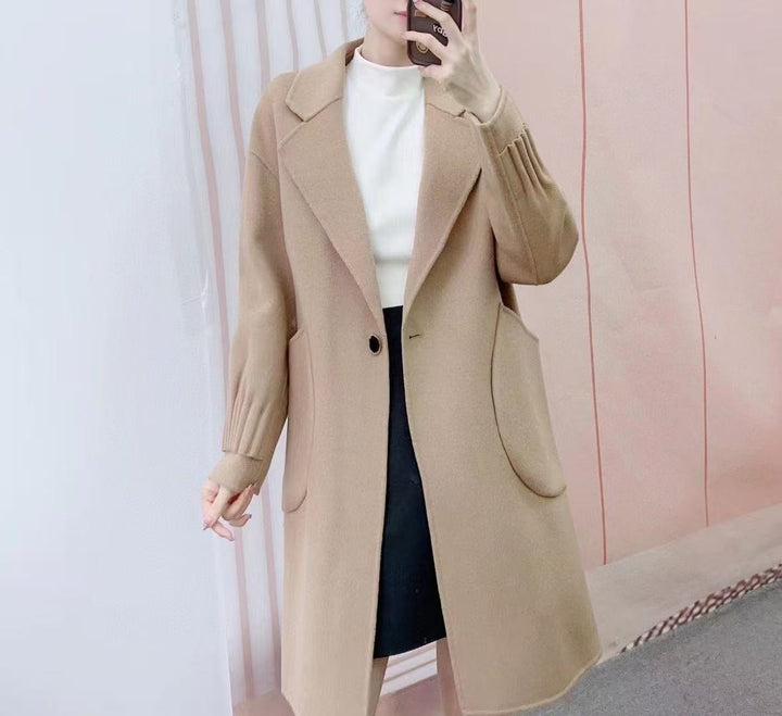 Damer Elegant Oversized lang Blazer med lommer og flot knap Stilla