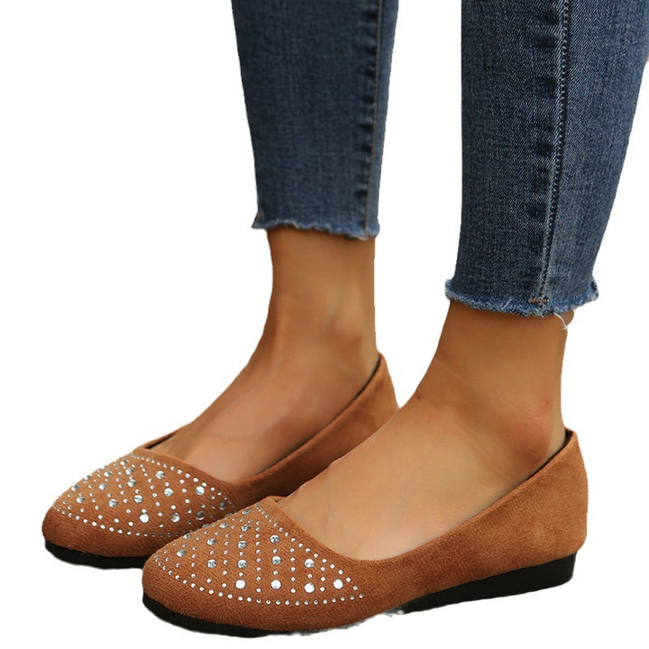 Dame Ballerina-sko med elegante strass-applikationer Stilla