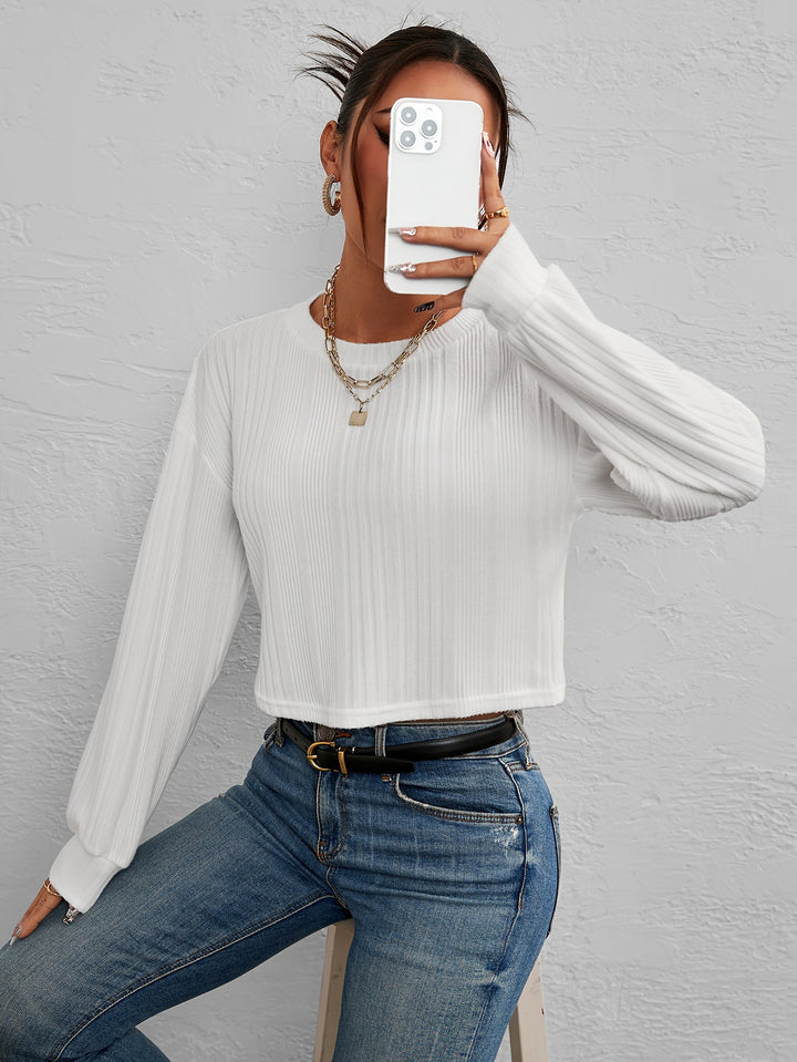 Damer afslappet og komfortabel cropped longsleeve skjorte Stilla