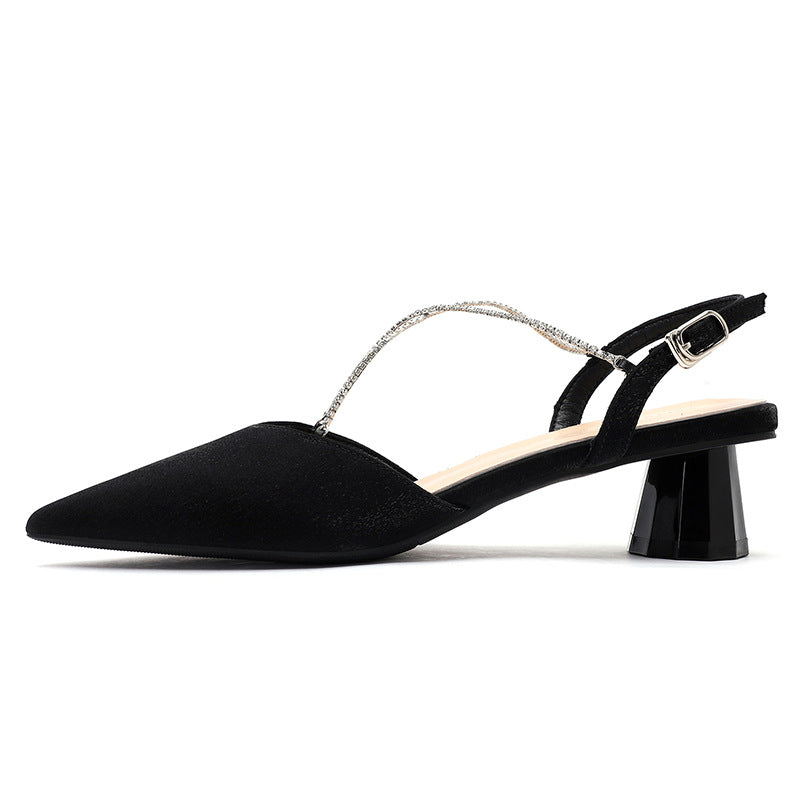 Kvinder Spids-Tå Slingback Hæle med Strassrem Stilla