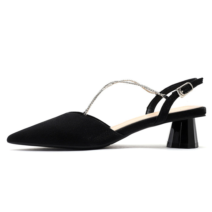 Kvinder Spids-Tå Slingback Hæle med Strassrem Stilla